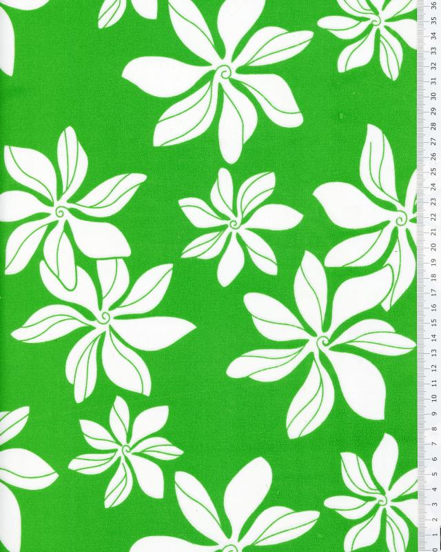 Polynesian fabric TIARE Green - Tissushop